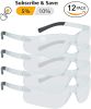 Pack of 12 Safety Glasses One size Anti Scratch Glasses Wrap Around ANSI; CE Clear lense Safety Eyewear Protective Safety Spectacles Scratch Resistant