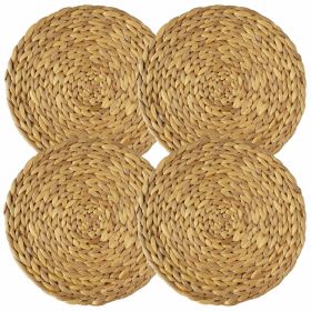 Set of 4 Pack Round Water Hyacinth Placemats (size: D33cm)