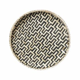 Bamboo Woven Round Basket Tray-Large (Style: Black Snake)