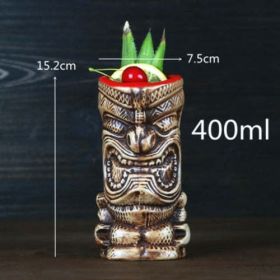 450ml Ceramic Tiki Mug Creative Porcelain Beer Wine Mug Cup Bar Tool - (Color: orange)