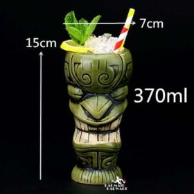 450ml Ceramic Tiki Mug Creative Porcelain Beer Wine Mug Cup Bar Tool - (Color: Light yellow)