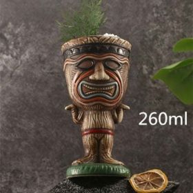 450ml Ceramic Tiki Mug Creative Porcelain Beer Wine Mug Cup Bar Tool - (Color: Dark Gray)