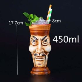 450ml Ceramic Tiki Mug Creative Porcelain Beer Wine Mug Cup Bar Tool - (Color: green)