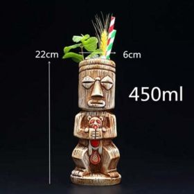 450ml Ceramic Tiki Mug Creative Porcelain Beer Wine Mug Cup Bar Tool - (Color: Black)