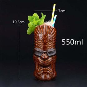 450ml Ceramic Tiki Mug Creative Porcelain Beer Wine Mug Cup Bar Tool - (Color: Red)