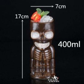 450ml Ceramic Tiki Mug Creative Porcelain Beer Wine Mug Cup Bar Tool - (Color: Sky blue)