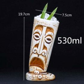 450ml Ceramic Tiki Mug Creative Porcelain Beer Wine Mug Cup Bar Tool - (Color: Blue)