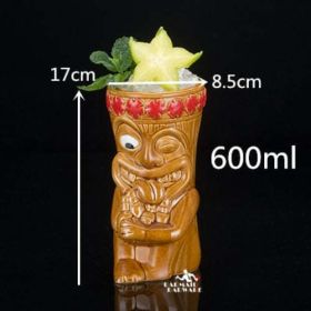 450ml Ceramic Tiki Mug Creative Porcelain Beer Wine Mug Cup Bar Tool - (Color: Deep Blue)