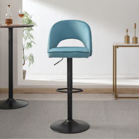 Modern Bar Stool, 25.98" Counter Height Suede Bar Stool, Counter Height Stool for Home Kitchen and Bar, Comfort Bar Stool Dining Chair (colour: blue, Material: flannel)