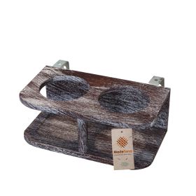 Wooden Clip on Cup Holder Hanging Shelf | Small Bedside Table;  Flexible with 2 Clip Sets 1" and 1.4" (Color: Dark Brown)