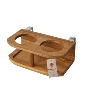 Wooden Clip on Cup Holder Hanging Shelf | Small Bedside Table;  Flexible with 2 Clip Sets 1" and 1.4" (Color: Whitewashed)