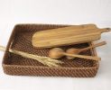 Rectangular Rattan Wicker Serving Trays with Handles | Handcrafted Breakfast, Food, Dish, Coffee, Bread Serving Baskets for Home and Restaurants