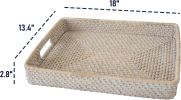 Rectangular Rattan Wicker Serving Trays with Handles | Handcrafted Breakfast, Food, Dish, Coffee, Bread Serving Baskets for Home and Restaurants